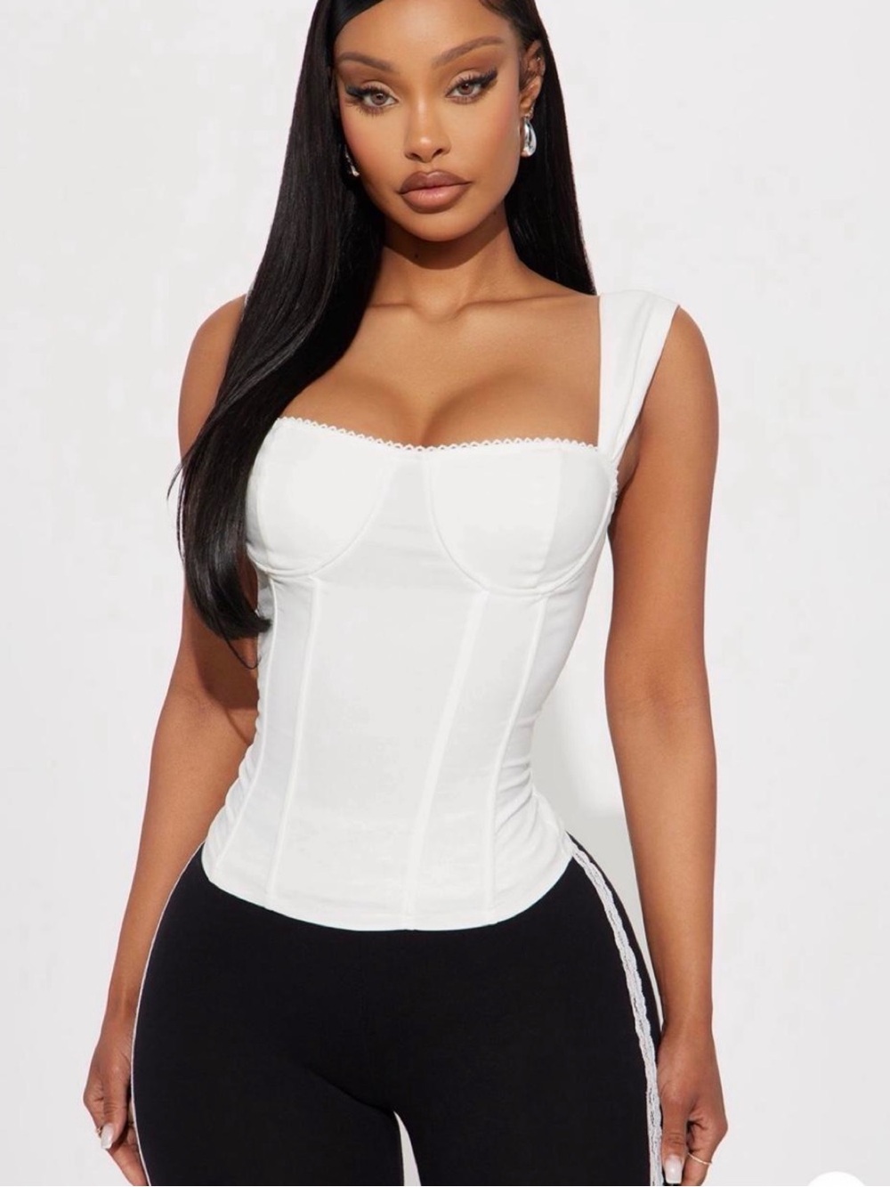 Fashion Nova White Structured Corset Tank